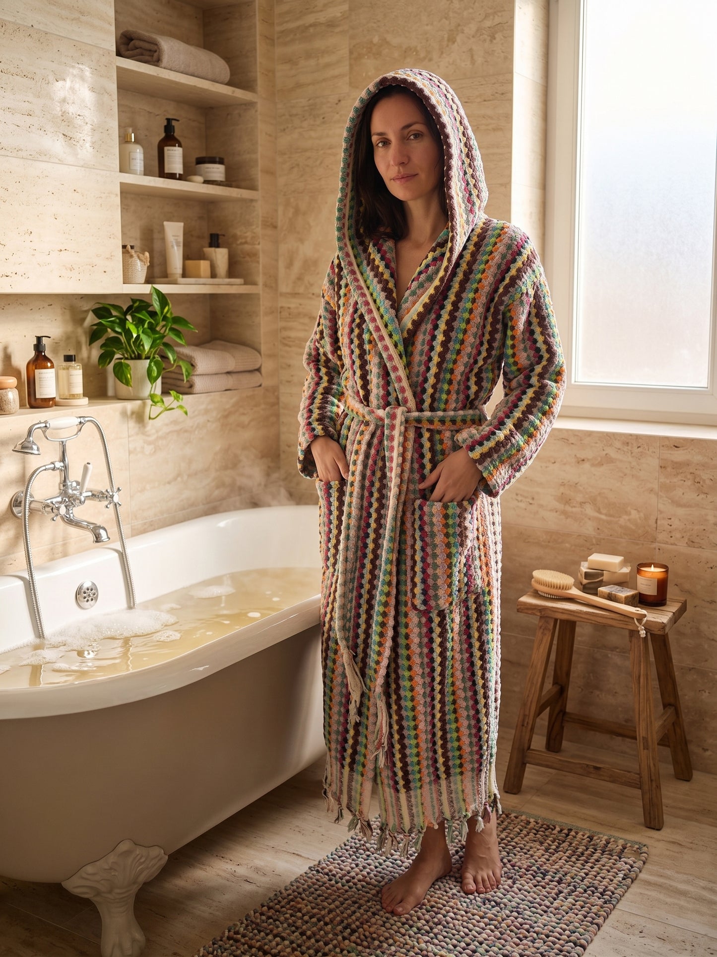 Hooded Pom Pom Robe