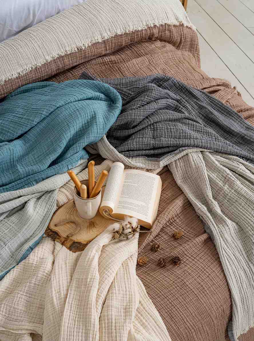 Cozy cotton throw blanket perfect for chilly nights at weddings.