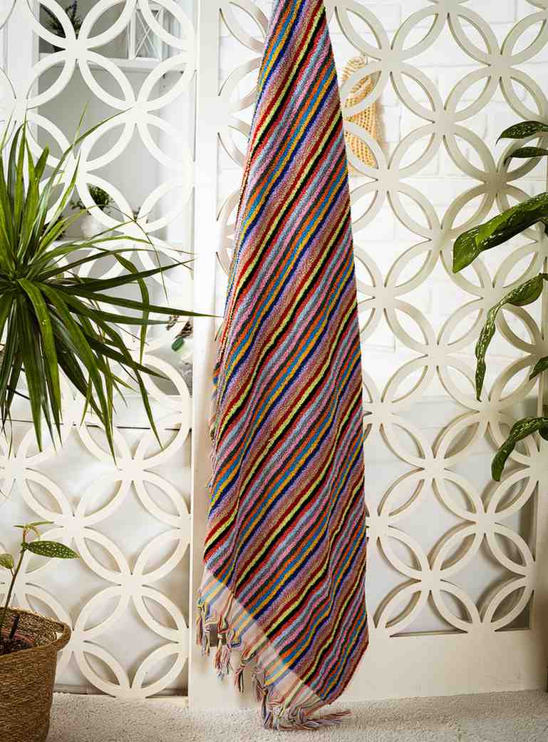rainbow striped bath towel