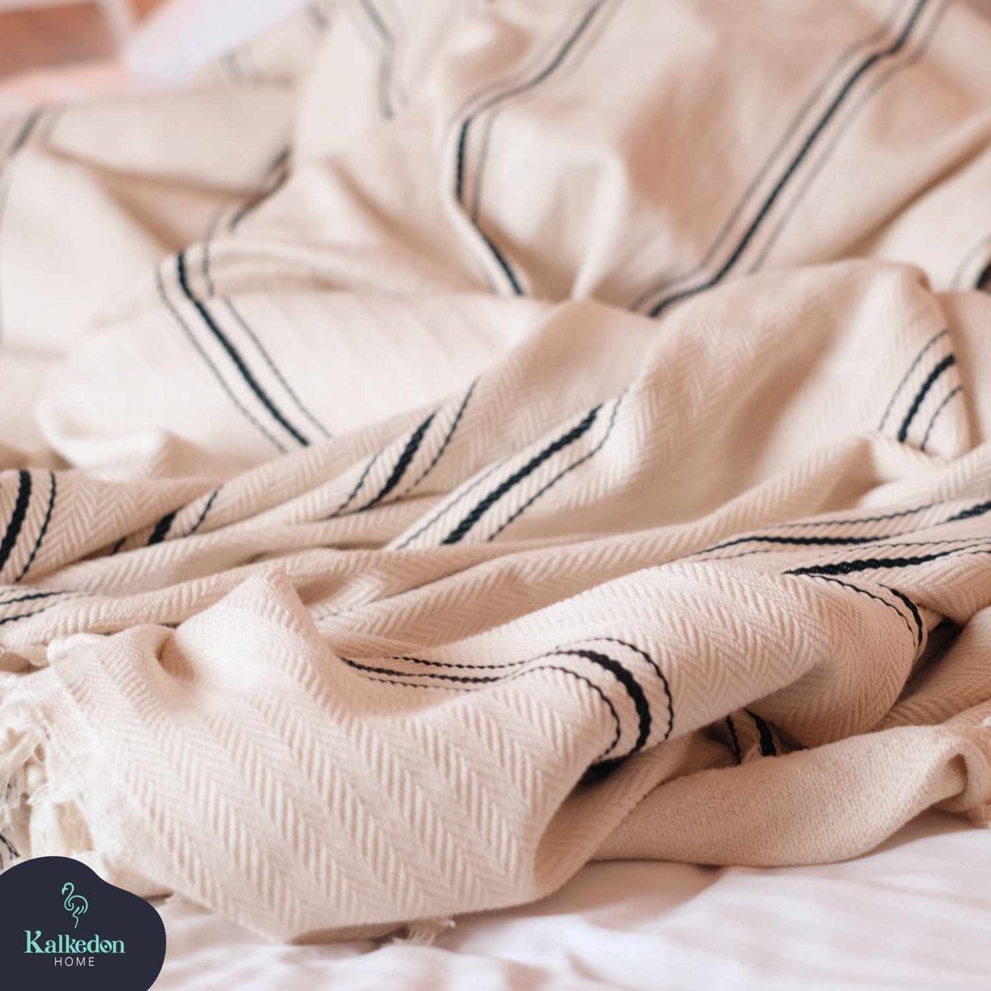 Close-up of the plush 4-layer design of the throw blanket.