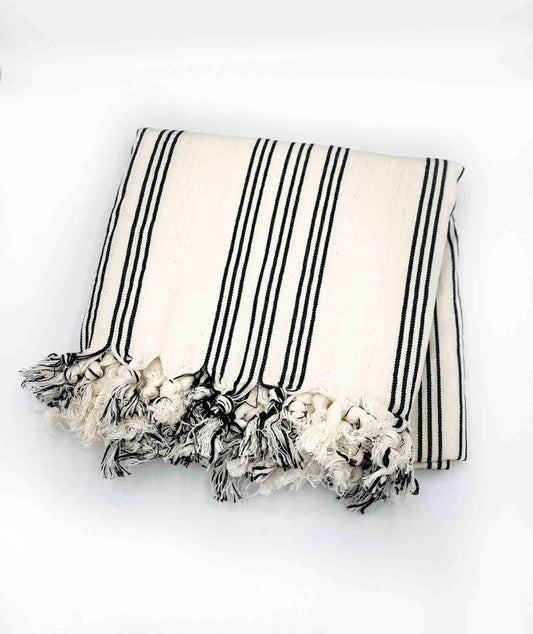 Jacquard woven Turkish blanket featuring intricate patterns for an elegant look
