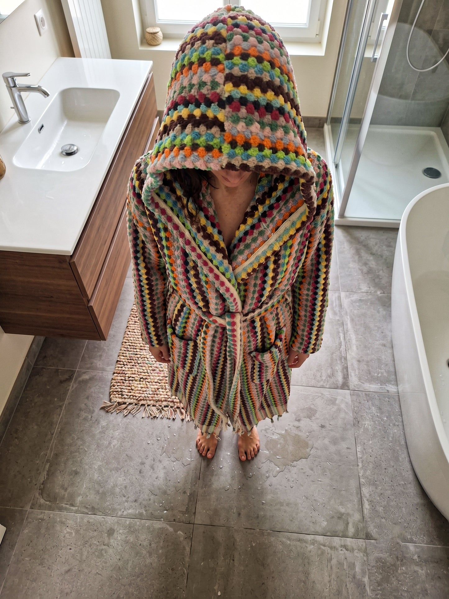 Hooded Pom Pom Robe
