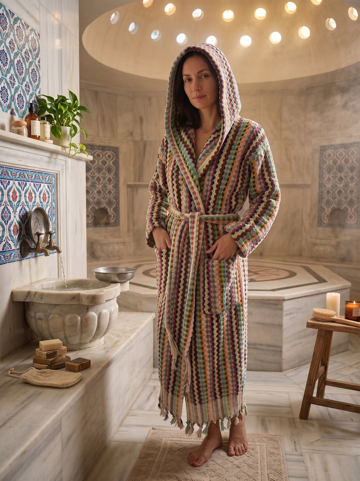 Hooded Pom Pom Robe
