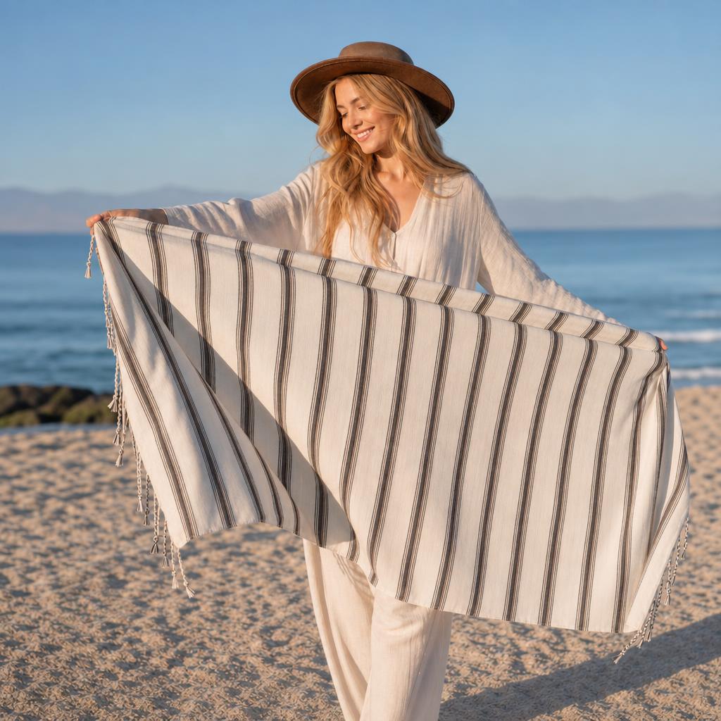 Sandstone Stripe Turkish Towel