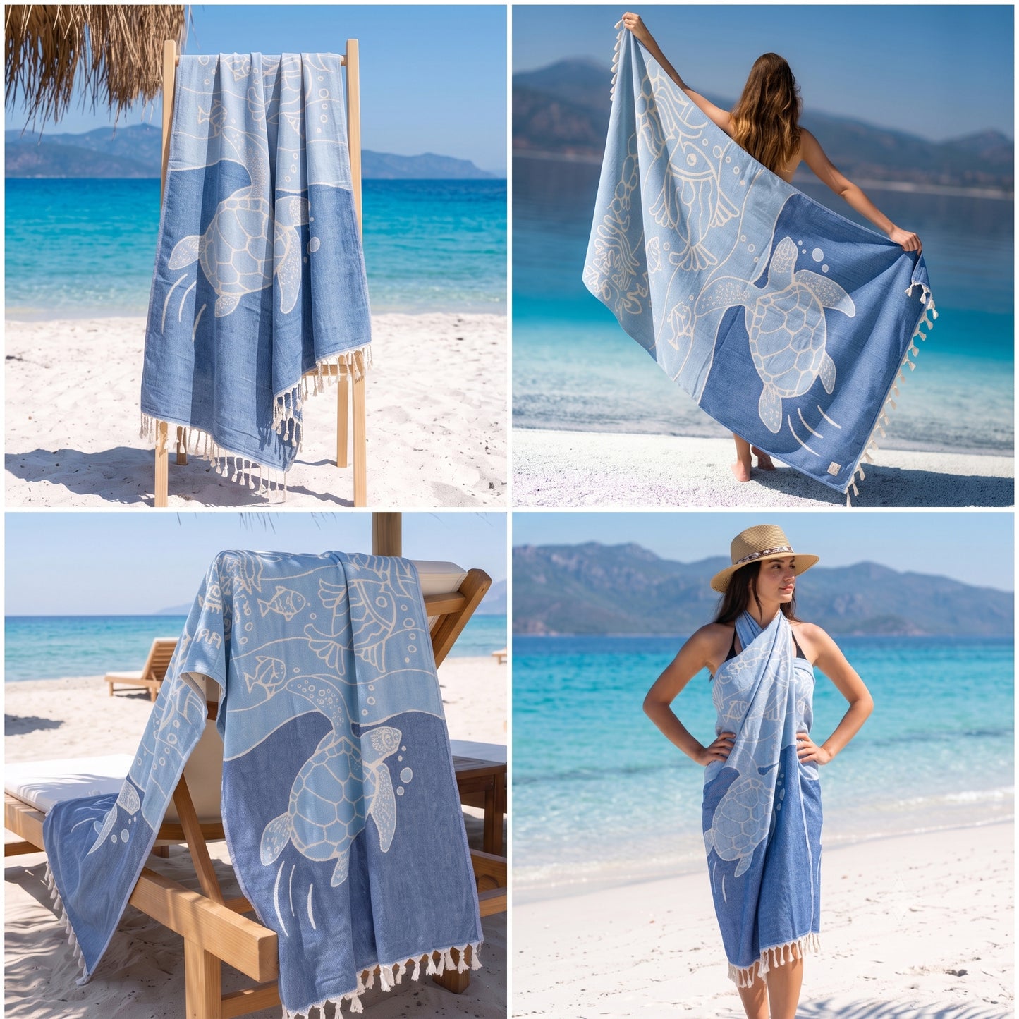 Azure Turtle Turkish Towel