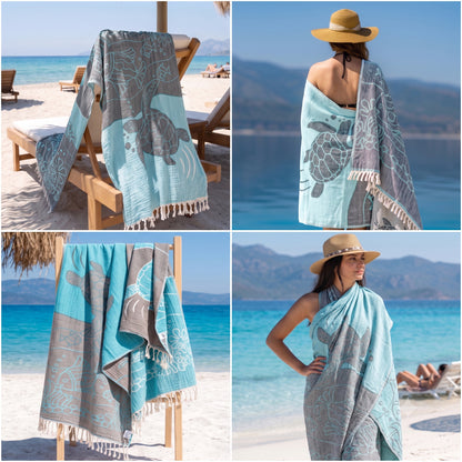 Turquoise Turtle Turkish Towel