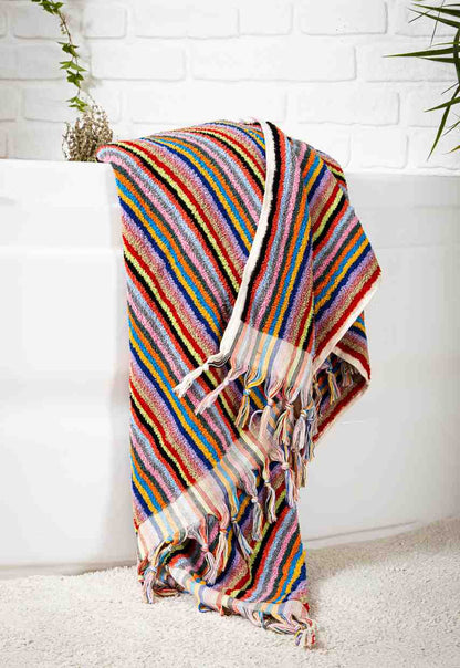rainbow striped bath towel