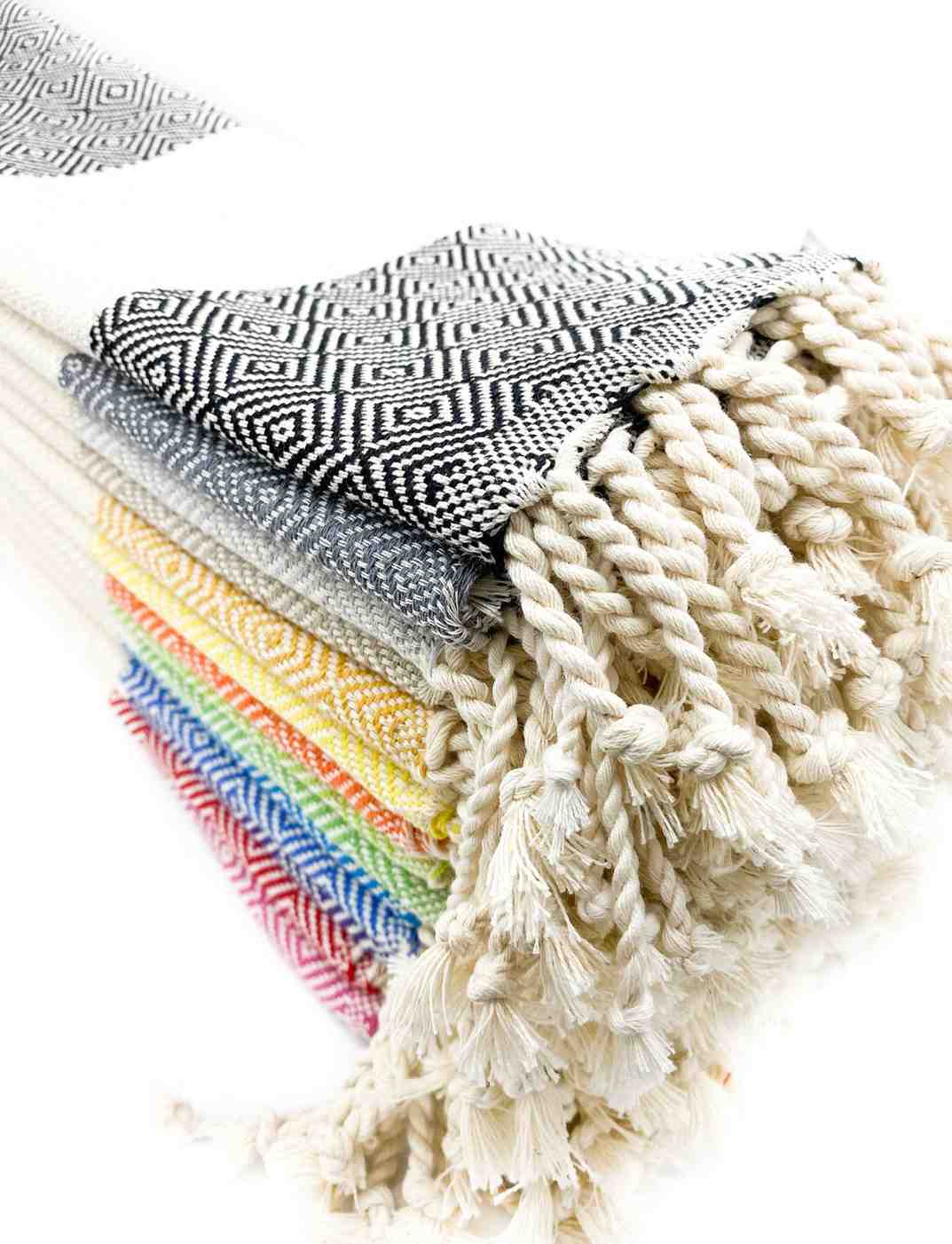 Set of 4 Turkish hand towels, assorted colors, 100% cotton, highly absorbent and quick drying