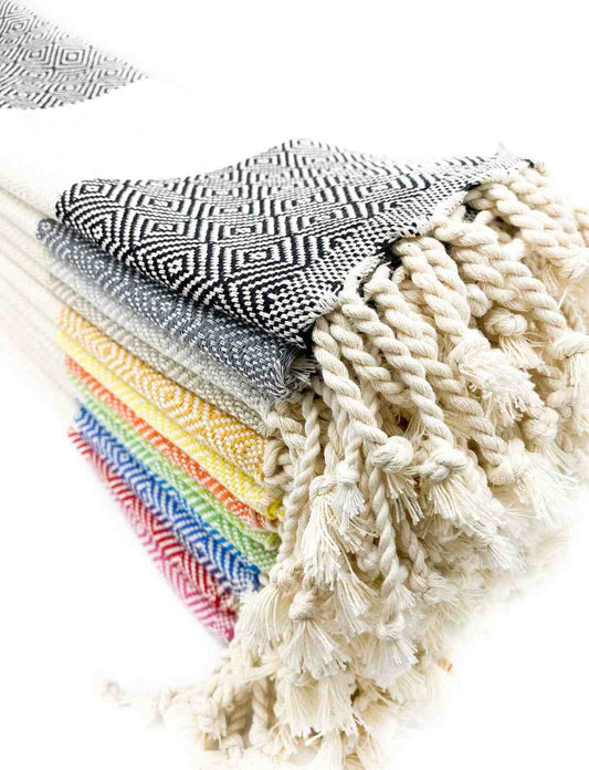Set of 4 Turkish hand towels, assorted colors, 100% cotton, highly absorbent and quick drying