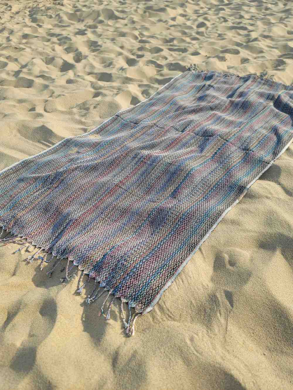 Super fast-drying Turkish rainbow beach towel, 70x40 inches, perfect as a shawl or travel accessory