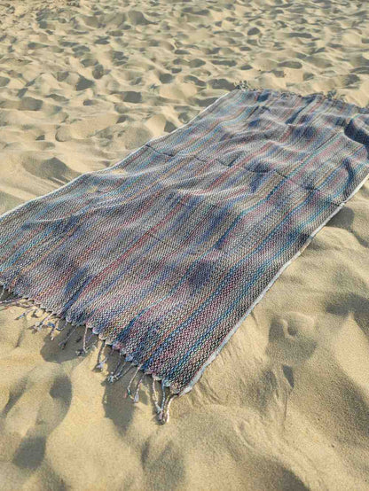 Super fast-drying Turkish rainbow beach towel, 70x40 inches, perfect as a shawl or travel accessory